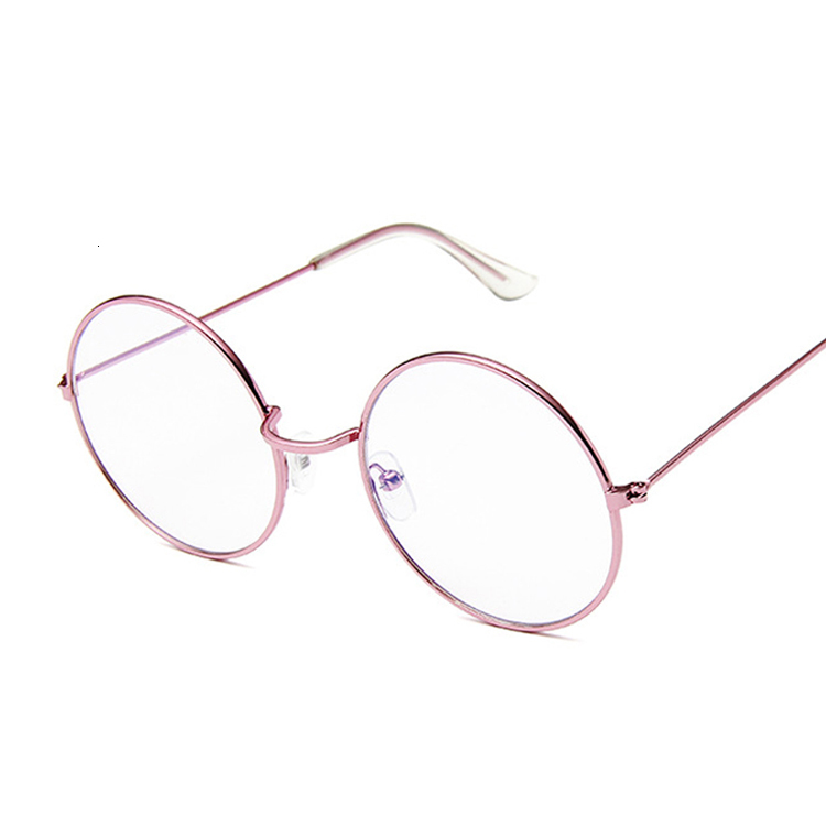 Neue Frauen Gläser Rahmen Frauen Männer Rosa Brillen Rahmen Jahrgang Runde Klare Linse Gläser Optische Spektakel Rahmen: Rosa Trans