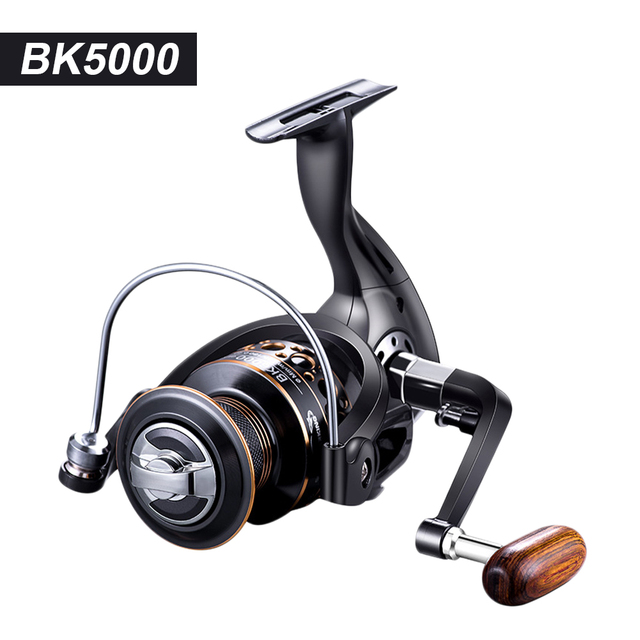 Fishing Spinning Reel 4.7:1 Ratio Ultra Smooth Wooden Knob Powerful Fishing Reel for Freshwater Saltwater Metal Fishing Vessel: BK5000
