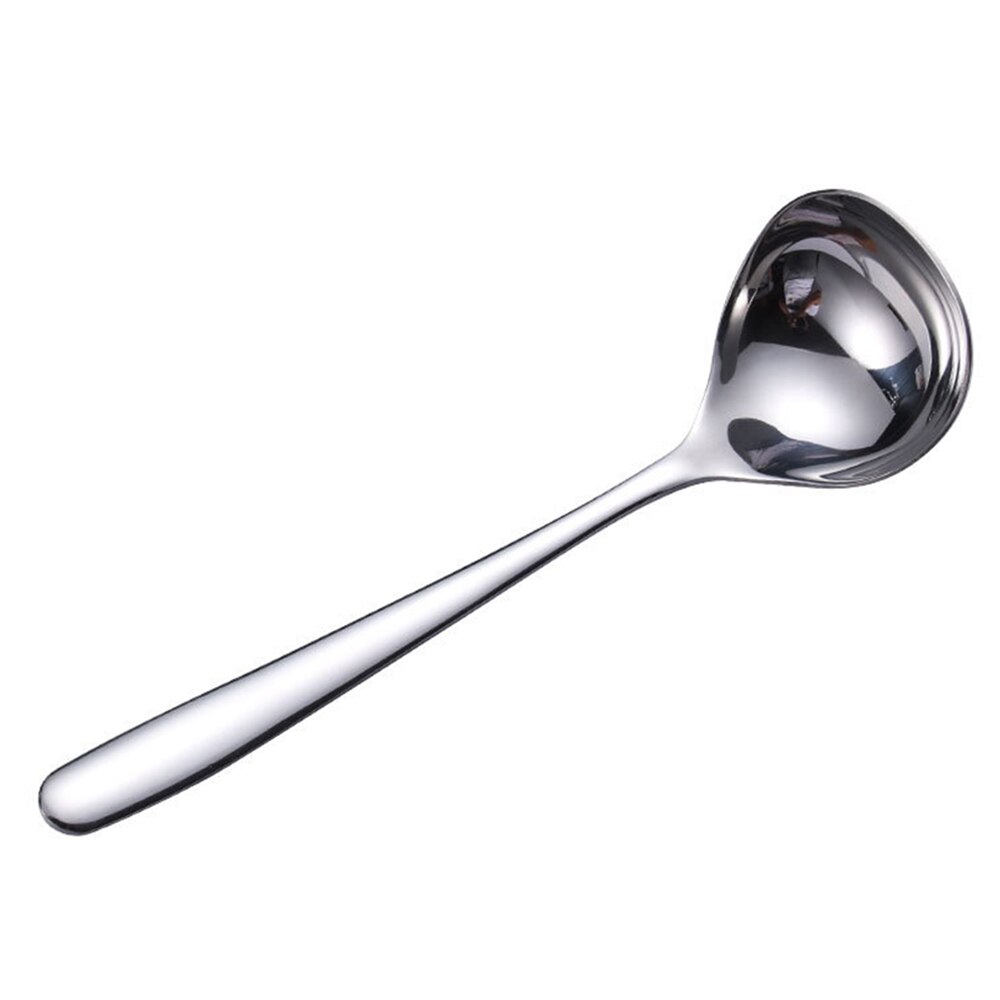 S/L Korean Style Long Handle Soup Spoon Stainless Steel Round Dinner Spoons Kitchen Supplies Cooking Tool: L