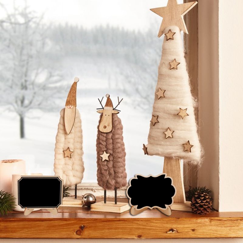 Mini Chalkboard Signs Easel Stand - 10 Pack Wooden White Framed Chalkboard Labels With Easel Stand, Blackboard .