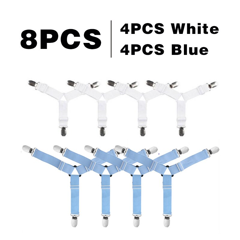 4 sztuk/zestaw łóżko sypialniane arkusz klip materac łączniki przydatne elastyczna osłona koce chwytaki uchwyt mocowania antypoślizgowy pas DIY: 4blue4white