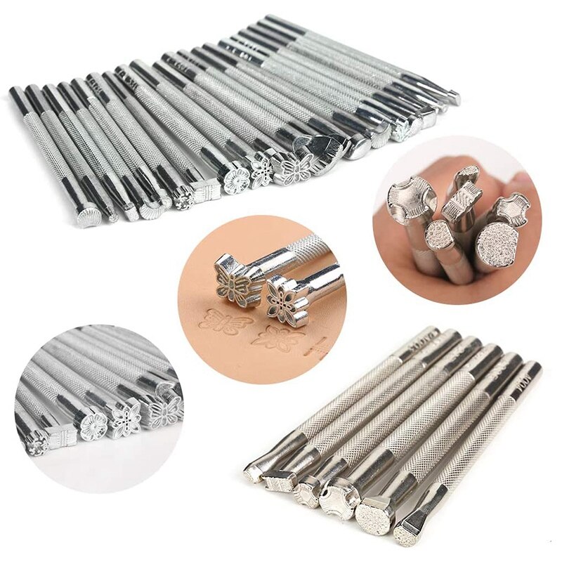 26 sztuk skóra tłoczenie maszyny, narzędzia zestaw inny kształt narzędzia rymarskie rzeźba narzędzia robić dziurkownia dla skóry rękodzieło