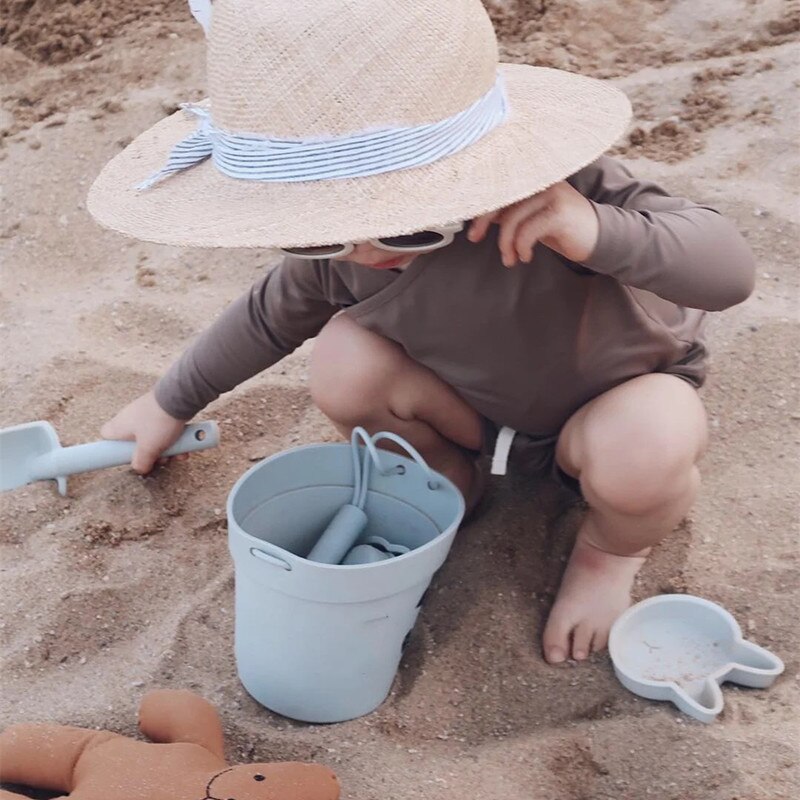 Kinder Silikon Strand Spielzeug für Kinder Baby Sandkasten Strand Spielzeug Set mit Eimer Schaufel Andere Zubehör Wasser Spiel Spielen Im Freien spielzeug