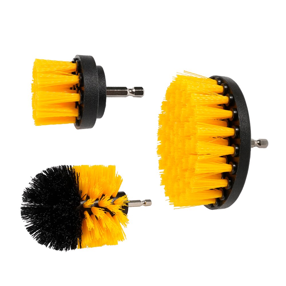 Drill Brush Attachment Set Power Scrubber Cleaning Tool Kit for Car Body Door Wheel Windshield: Yellow Set