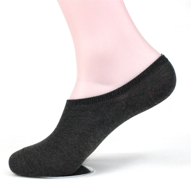 1 par forår sommer mænd sokker ensfarvet vild lavvandet mund felmen piger kvinde usynlig tøffel sports sokker: Wz047- mørkegrå