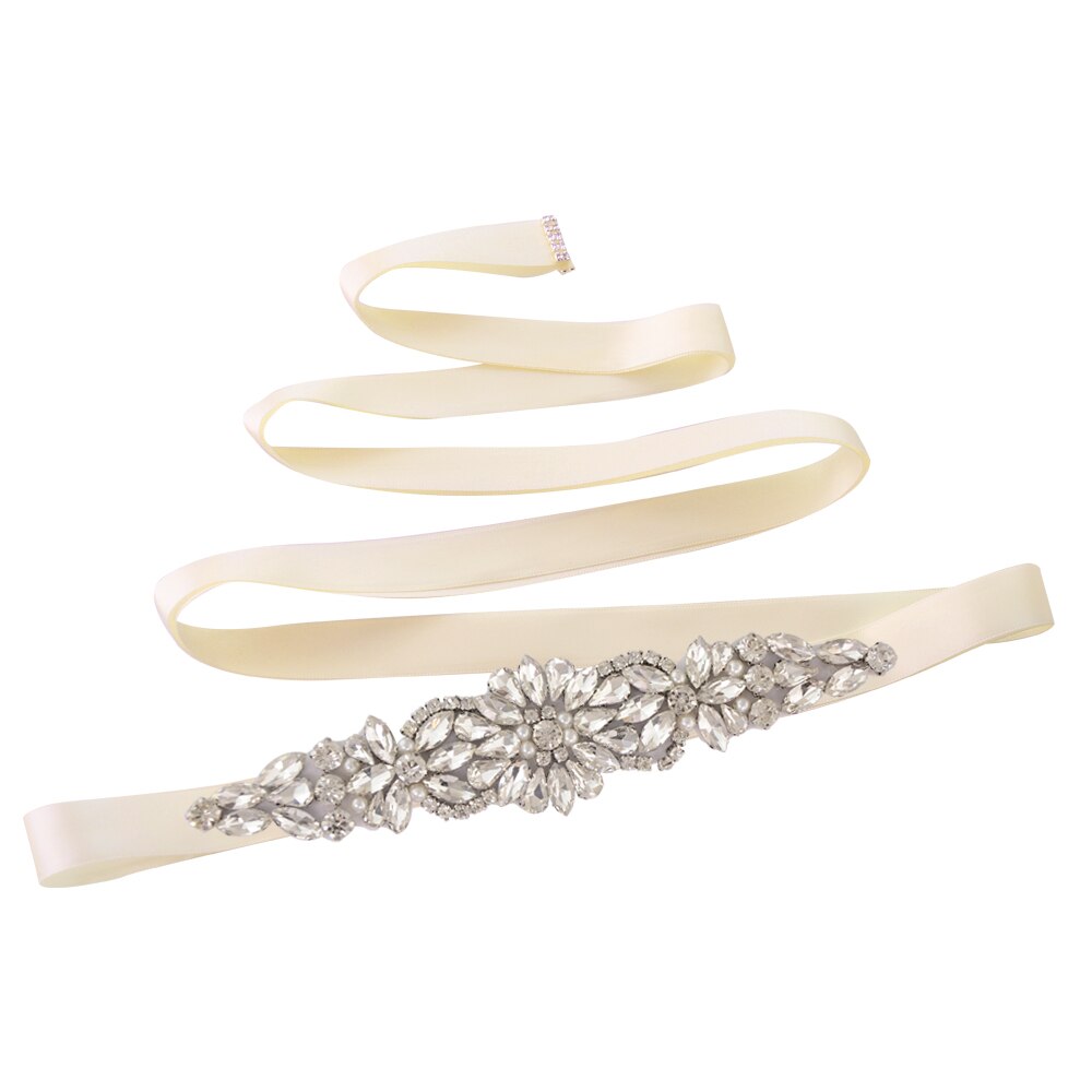 TRiXY S407 Rhinestones Belt Wedding Belt Silver Diamond Belt Crystal Bridal Belt Sash for Wedding Gown Shiny Wedding Accessories: ivory