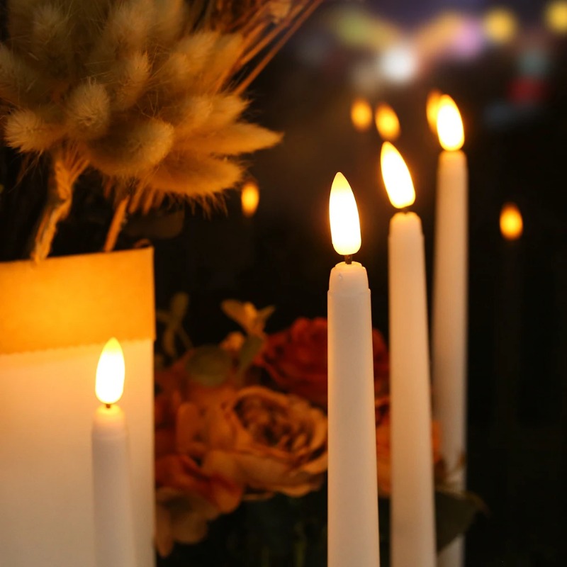 Bougies coniques LED sans flamme vacillantes avec télécommande à 10 touches, bougeoirs ivoire à piles de 11 pouces, décoration de noël pour la maison et le mariage