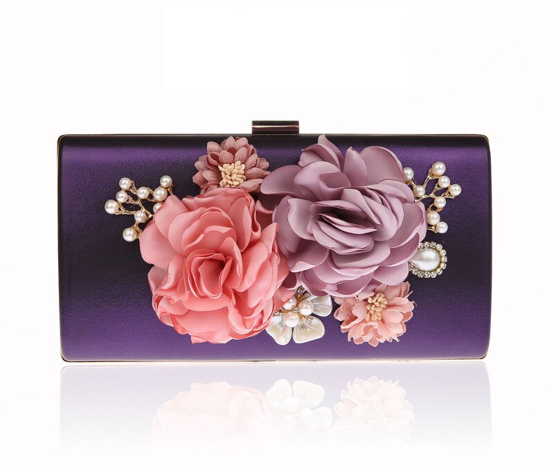 9 Kleuren Handgemaakte Stof Bloemen Avondtasje Luxe Bruiloft Bruid Clutch Bag Parel Party Handtas Mini Portemonnees Portemonnee: purple