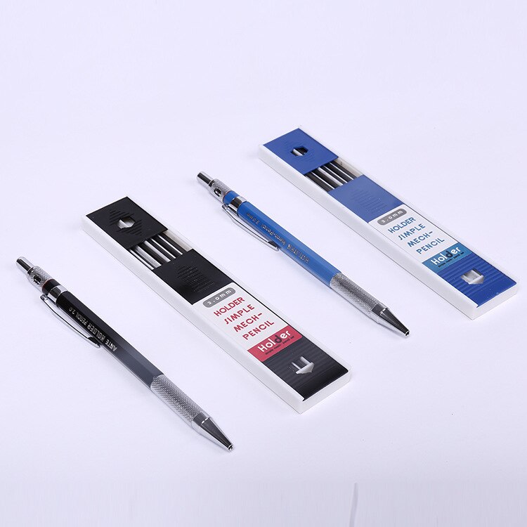 2MM 2B Lead Holder Automatic Mechanical Drafting W/Sharpener Head+12PCs Leads For Student Drawing Sketch Write Art Supplies
