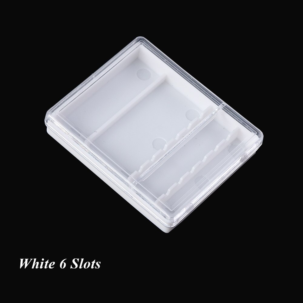 6/10 Slots Acrylic Storage Box For Milling Cutters White Pink Clear Empty Stand Display Container Manicure Nail Art Tool LA2000: White 6 Slots