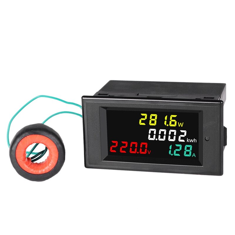 Ac Power Meter, ac 80-300V 100A Spanning Stroom Kleur Lcd Display 220V Voltmeter Factor Frequentie Tester