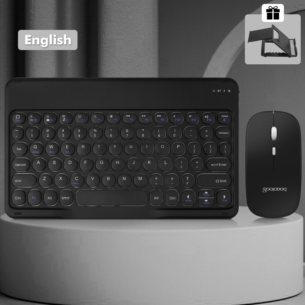 Teclado y ratón inalámbricos con Bluetooth, Combo de Teclado para iPad, Xiaomi, Samsung, Huawei, tableta Android, IOS y Windows: Black