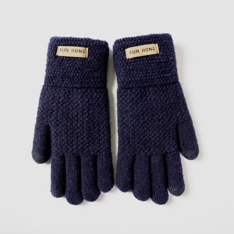 Men's and Women's Winter Woolen Gloves Thickened and Velvet Knitted Wool Warmth Riding Men's and Women's Touch Screen Glove: A341-4