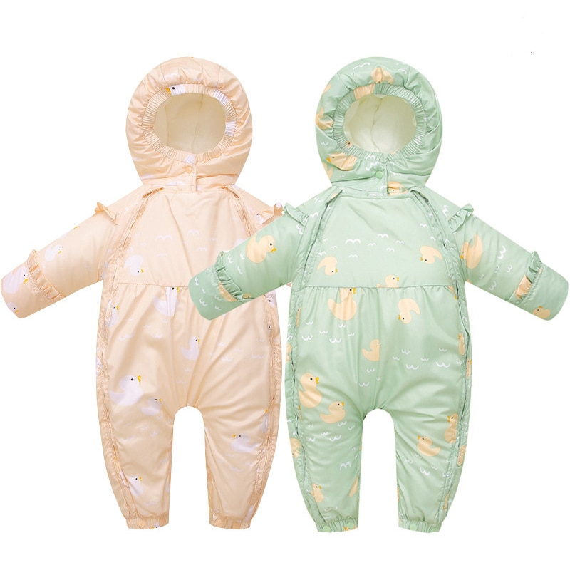 recién nacido niños niñas mono monos ropa para bebé de invierno, además de terciopelo cálido espesar niños con capucha trajes de abrigo para nieve