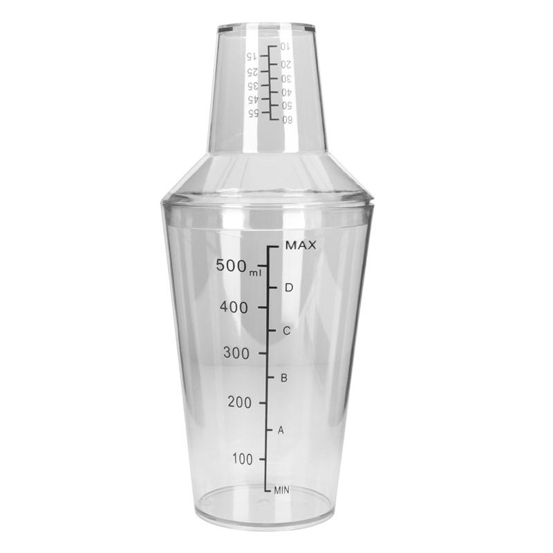 1 Transparent PC Cocktail Shaker Milk Tea Making Cup Bar Drinks Hand Shaker Cocktail Milk Tea Mixing Cup With Scale 700ML/500ML: 500ml 23x9.5cm