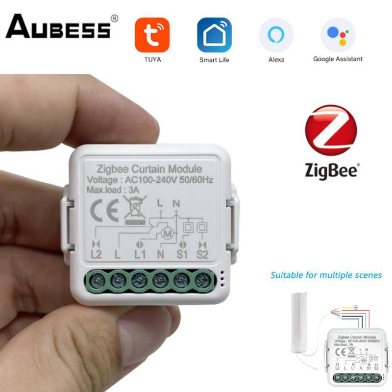 Zigbee curtain switch module for roller shutter/blind motor, tuya smart life remote control, supports google home and alexa assistant