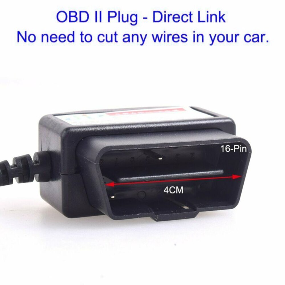 OBDII Oplaadkabel Micro USB Power Adapter-16Pin OBD2 Connector Directe Link