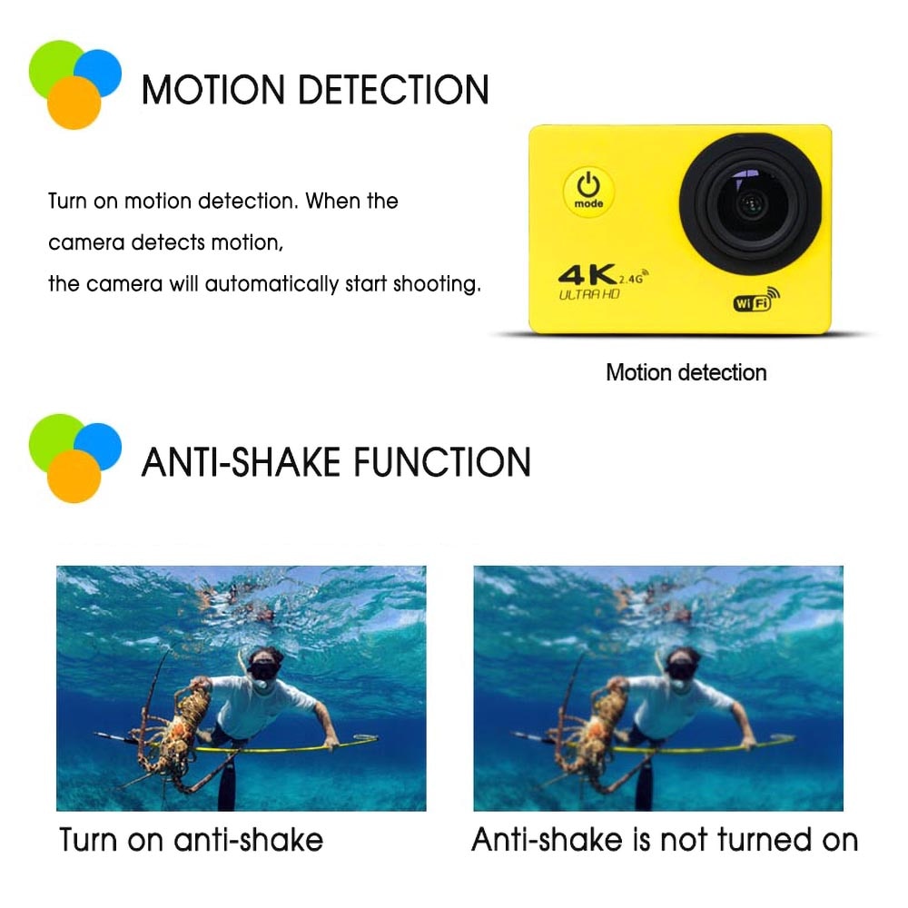 kebidumei Waterproof Action Camera HD 4k WIFI 2.0' Screen 170d Underwater 1080p Sport Camera Go Extreme Pro WIFI Camera