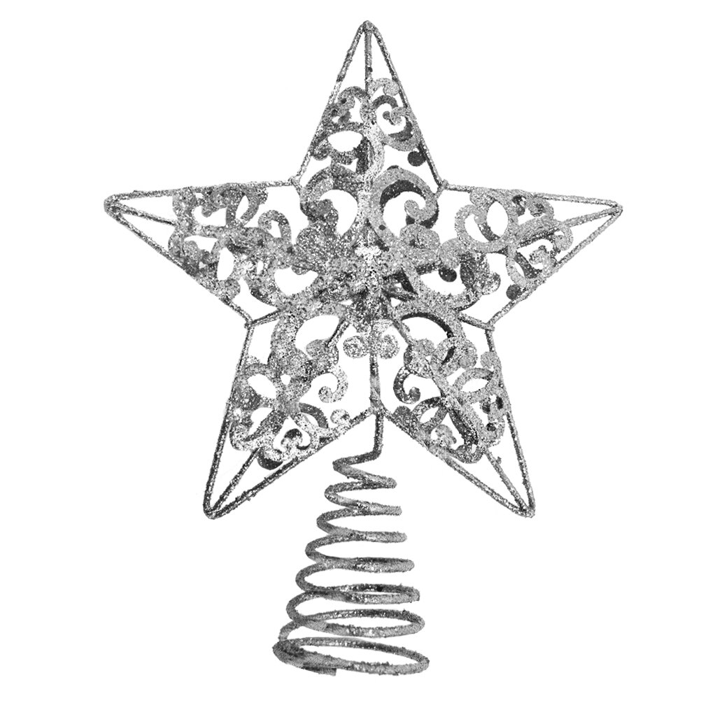 Adornos de escritorio delicados de plata de adornos para copa de árbol de Navidad suministros festivos de decoración de estrellas para el hogar Bar adornos colgantes de árbol de Navidad A5