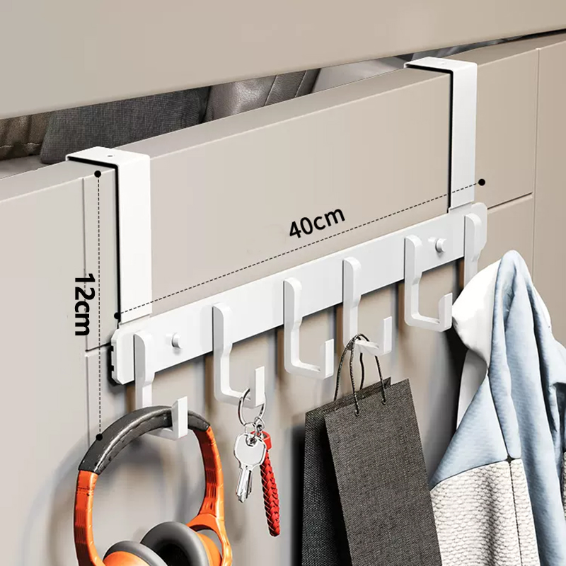 Bathroom Door Hook Hanger Adhesive Over The Door Double Hanger Hooks Metal Twin Back Door Hanger On Door Organizer Accessories: Light Grey