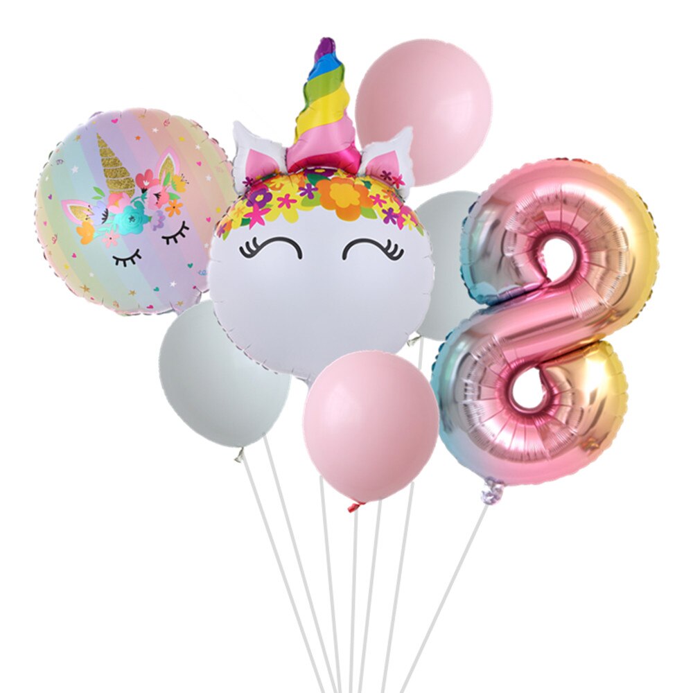 Enhjørning ballon til fødselsdagsdekorationer børn enhjørning fest tema bryllupsballoner legetøj fødselsdag dekoration nummer ballon: Enhjørning 8