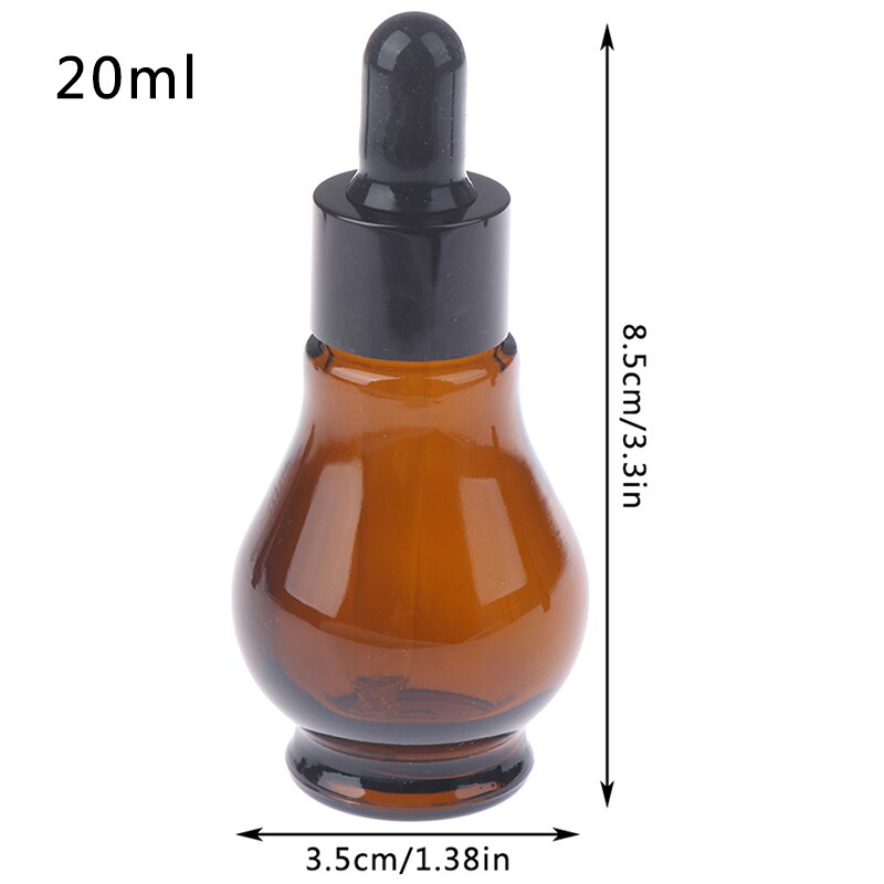 10/20/30/ ml ravfarvet glas dråbeflaske æterisk olie parfumepipetteflasker genopfyldelig tom beholder: 20ml