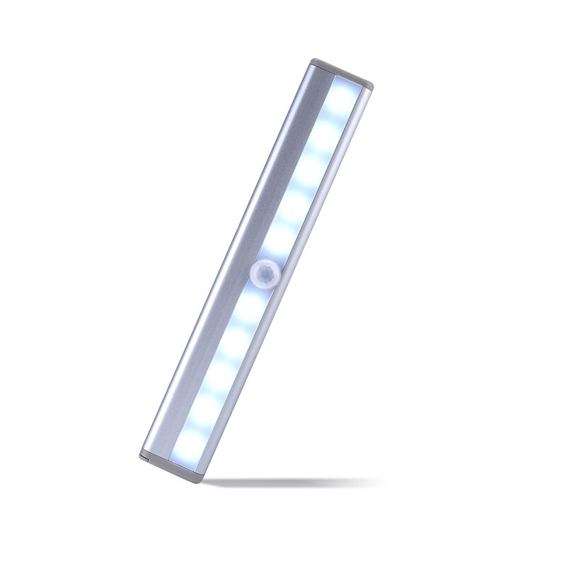Led Nachtlampje Pir Motion Sensor Closet Cabinet Light Wireless Night Lamp Keuken Trap Verlichting Luminaria Batterij: 10 LEDs / Warm White