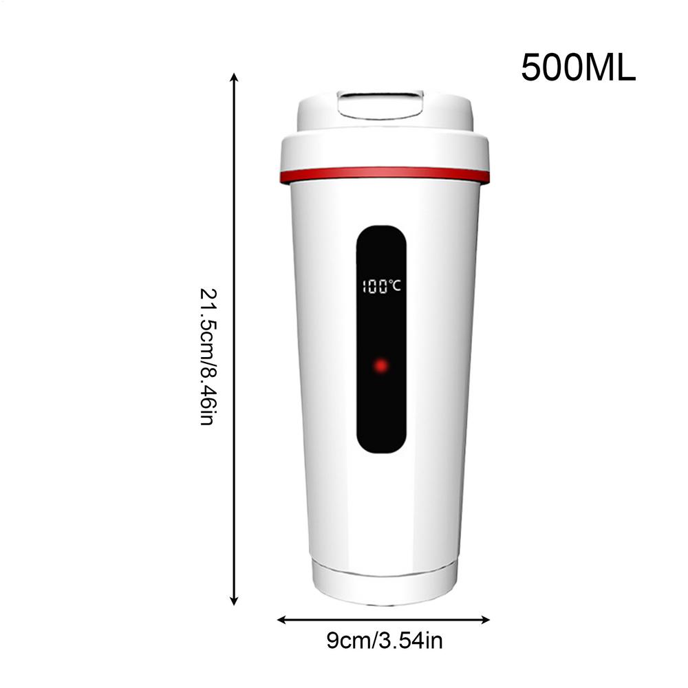 12V 500ml USB Elektryczny podgrzewany czajnik samochodowy Kemping Czajnik podróżny Woda Kawa Mleko Kubek termiczny Automatyczny podgrzewany kubek Stal nierdzewna: Czerwony