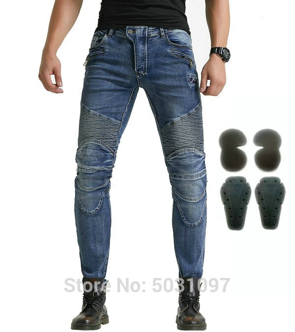 Loong Biker 114-25 100% Katoen Moto Rcycle Rijden Jeans Beschermende Casual Broek Moto Sport Losse Rechte Broek Leisure jeans: pants N bpads / 38