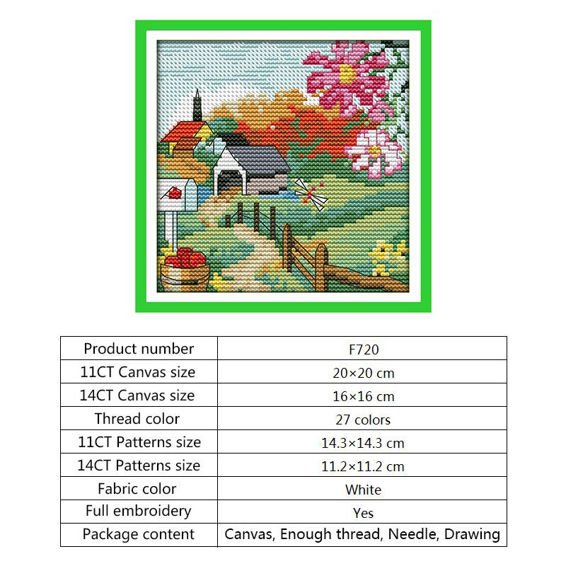 Four seasons aida tyg 14ct 11ct count print canvas broderi kit handarbete broderi mönster gör det själv hantverk korsstygn set: Korsstygn -f720 / 14ct tryckt duk