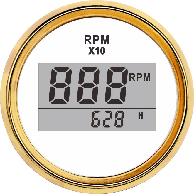 Digital 0-999RPM Tachometer for Boat Car 52mm Gauge Tacho LCD Engine Truck Gauge with Hoursmeter Red Back Tacho: WG-RPM