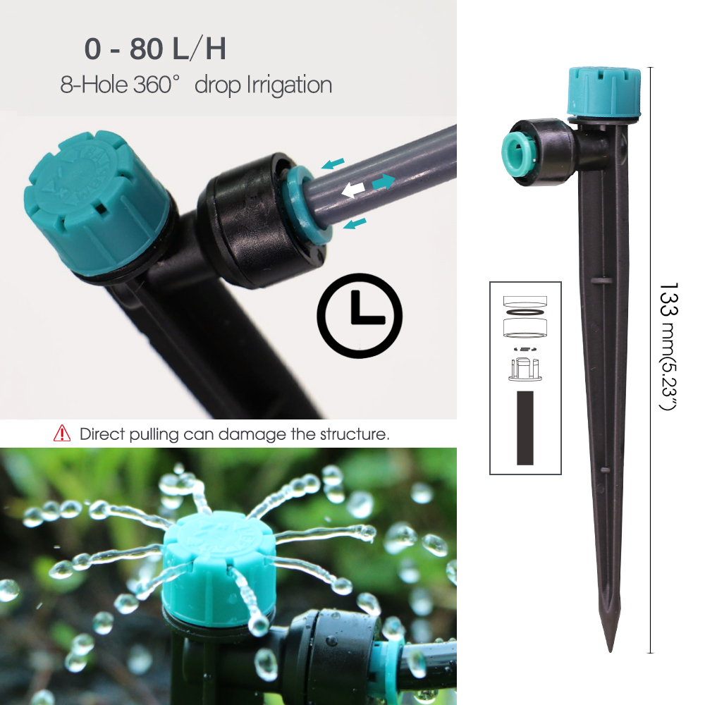 10-60M 13cm Sprinkler Garden Watering Kit 1/2" 1/4" PE Hose Drip Irrigation System 20/40/80/120Dropper Automatic Watering Plants