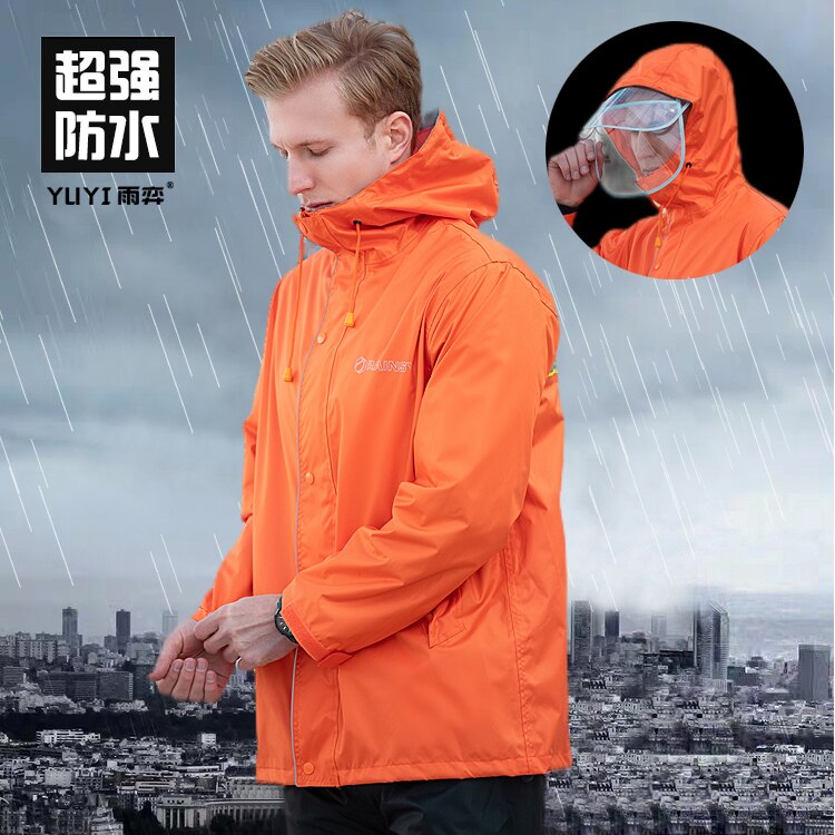 Thick Hiking Reusable Cycling Hooded Raincoats Cycling Rain Suit Outdoor Raincoat Adult Regenjas Mannen Rain Gear BK50YY