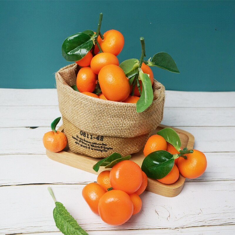 Modelo naranja de simulación, fruta naranja con ramas y hojas simuladas, modelo Shatangju, juguetes de iluminación
