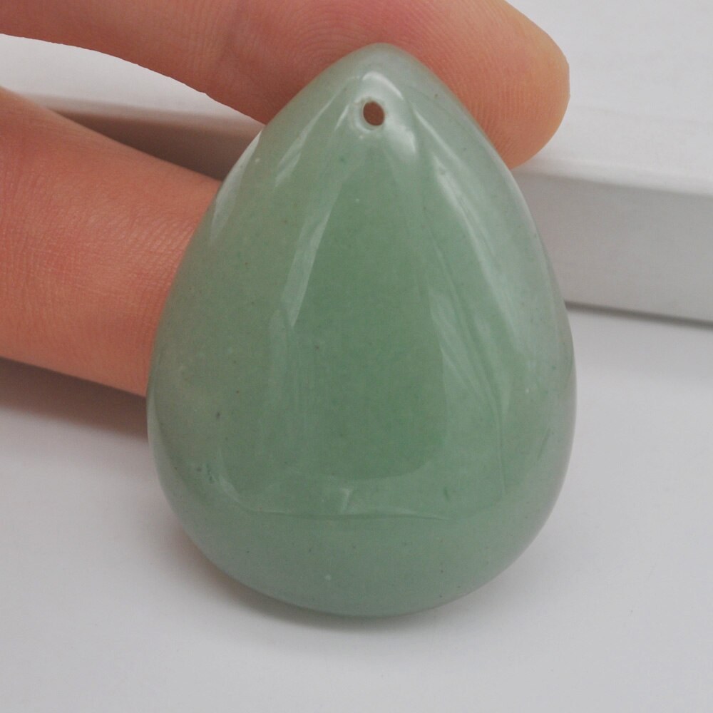 Natural 40x30MM Mixed Stone Bead Teardrop CAB Cabochon Hole Jewelry For GEM Pendant 1PCS H149-H166: Green Aventurine