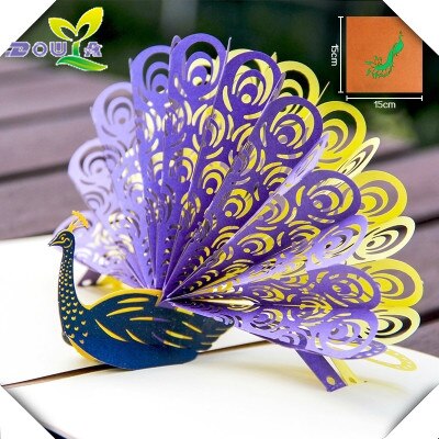 Tarjetas de Felicitación de cumpleaños de 3D tridimensional papel Pavo Real Corea hecho a mano tarjeta de de negocios: YELLOW