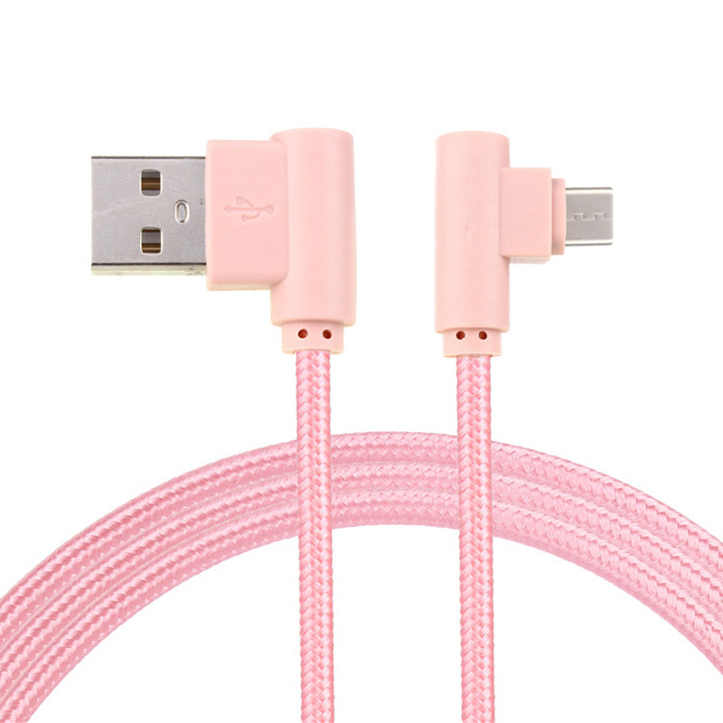 Android Haakse Elleboog Gevlochten Datakabel Micro2m 3M Usb Nylon Oplaadkabel Geschikt Voor Samsung, Xiaomi: C / 3m