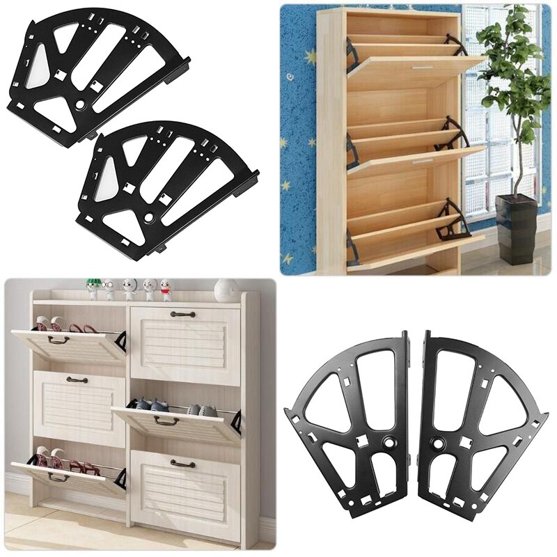 2 Stuks Schoenen Kast Scharnieren Flip Frame Draaien Rack Plank Beweegbare Schoenen Kast Scharnier Rack Over Hardware Montage Zwart