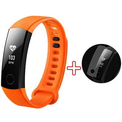 Huawei – Bracelet connecté Honor Band 3, avec moniteur d'activité physique et de fréquence cardiaque, étanche, Original, 100%: Orange add film