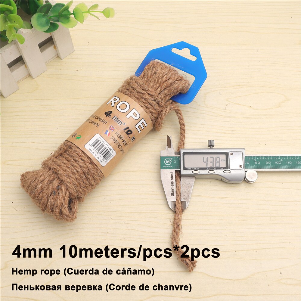 Natuurlijk henneptouw macramé jute touw touw huisdier krabpaal 4-12mm- pack doe-het-zelf knutselen handgemaakte bruiloft huisdecoratie: 4mm henneptouw 20m