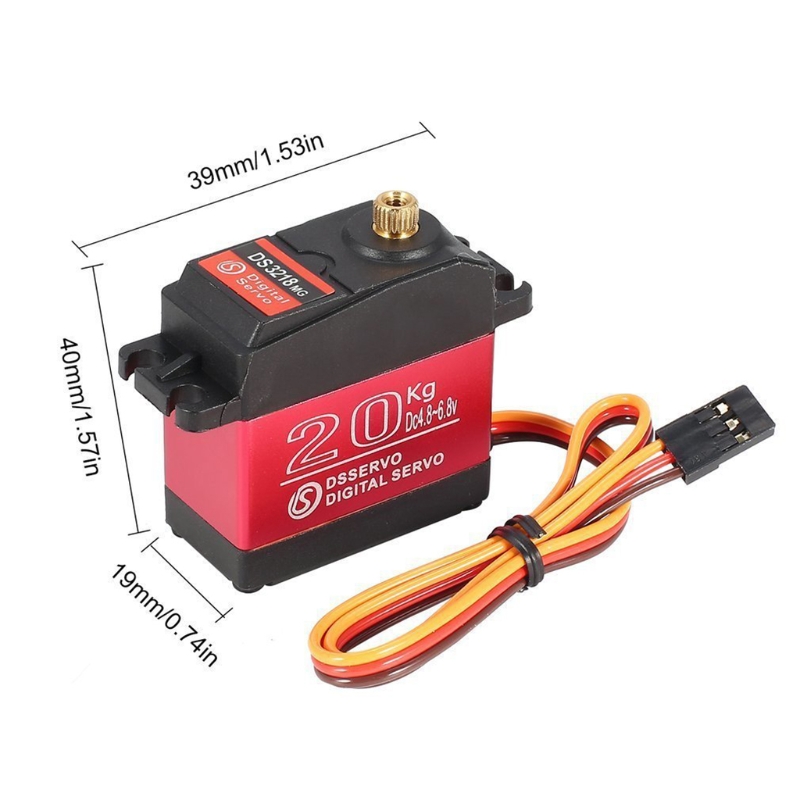 1Pcs 20Kg High Torque Coreless Servo Motor Metalen Digitale Waterdichte Gear &amp; Koper + Aluminium Servo Gear Voor robotic Diy