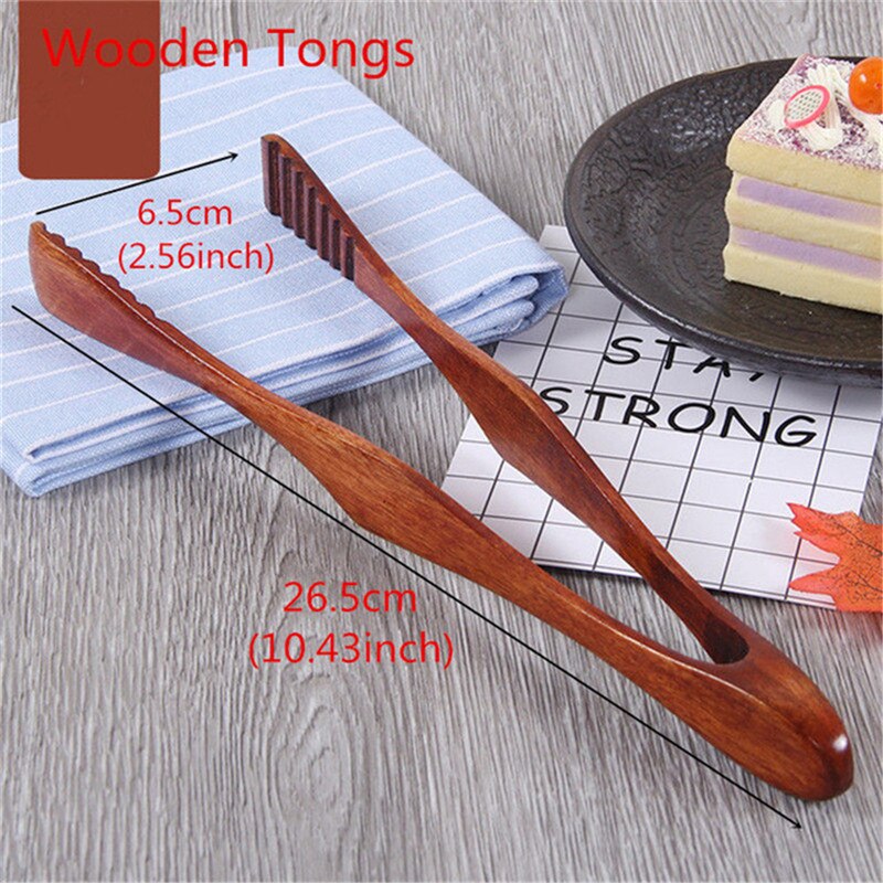 4YANG Stainless Steel Wooden Plastic Kitchen Food Utensils Buffet Cooking Tool Anti Heat Bread Clip Pastry Clamp Barbecue Tong: JJCJ000100008