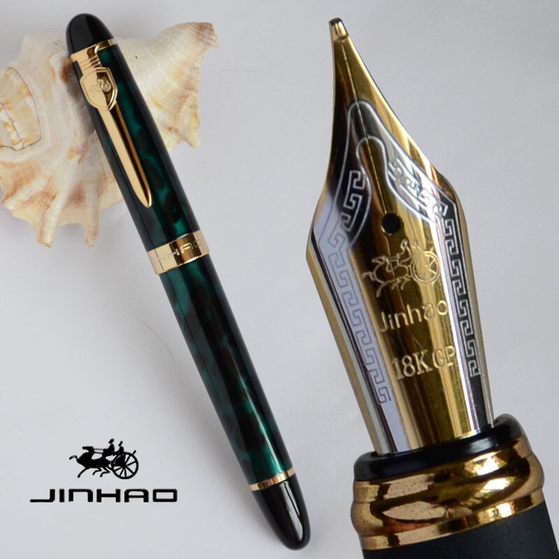 Jinhao X450A Luxe 0.7 Mm Brede Nib 18KGP Vulpen Zilver Office Grijs Blauw Bruin Zilver Groen 5 Kleuren Selectieve beste Cadeau