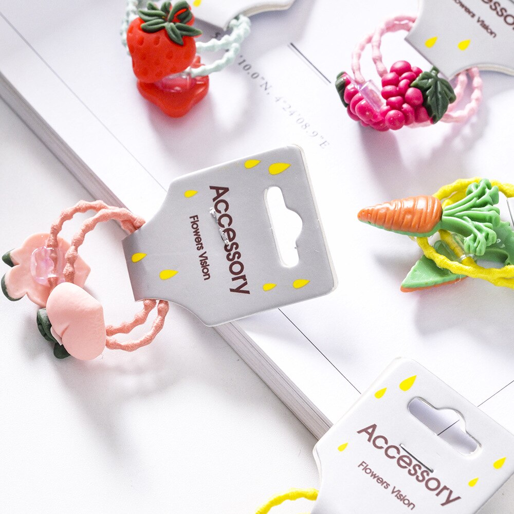 ¡Novedad de ! 2 bandas elásticas para el pelo de frutas y verduras, accesorios para el pelo de la serie para niñas y niños, tocados