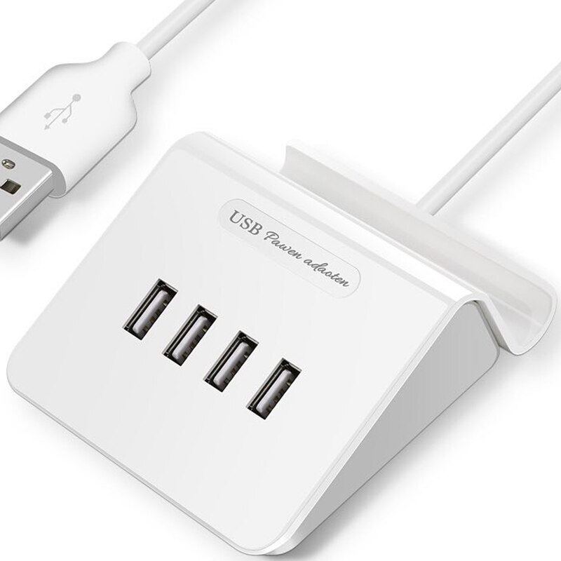 Usb-hub met hoge snelheid, mini 4- poorts usb 2.0- hub voor desktop, laptop met telefoon- en tablethouder