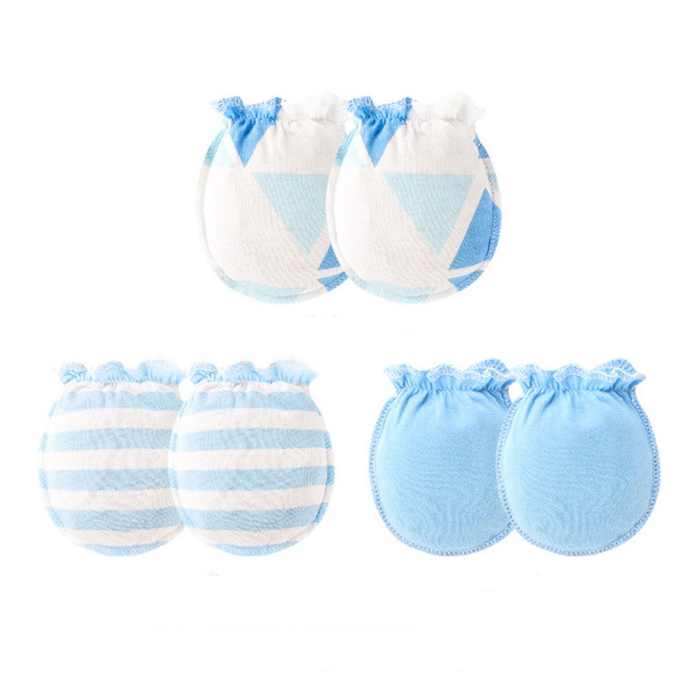 0-6 mesi di Modo Confortevole Guanto Di Sicurezza Bello Appena Nato Della Ragazza del Ragazzo Viso di Protezione Guanti di Cotone Cura Del Bambino Anti Scratch guanti: blue