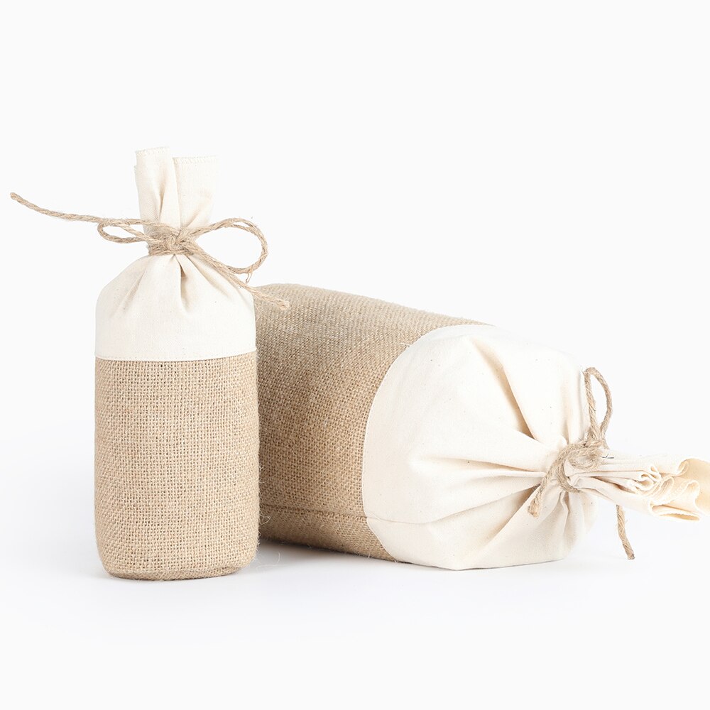Bolsas de grano de fondo redondo, 5 tamaños, bolsa de embalaje de yute, arroz, té, algodón, lino, tela de yute, bolsa de con cordón