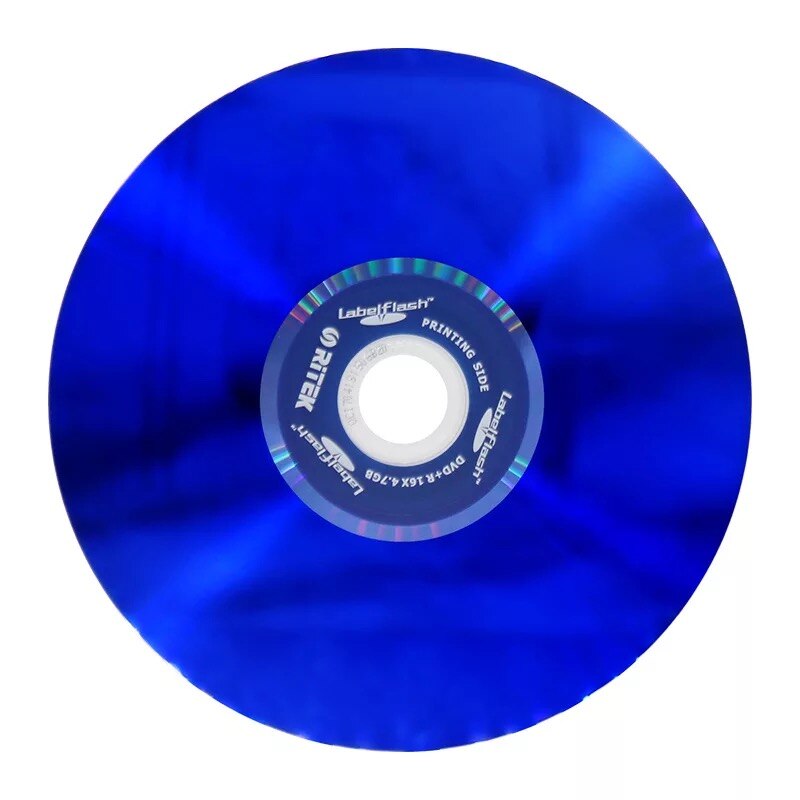 5 discs Less than 0.3% Defect Rate Labelflash 4.7 GB Blank Blue DVD+R Disc
