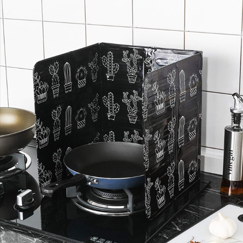 Gadgets de cuisine écrans anti-éclaboussures d'huile plaque de papier d'aluminium cuisinière à gaz déflecteur résistant aux éclaboussures: Black