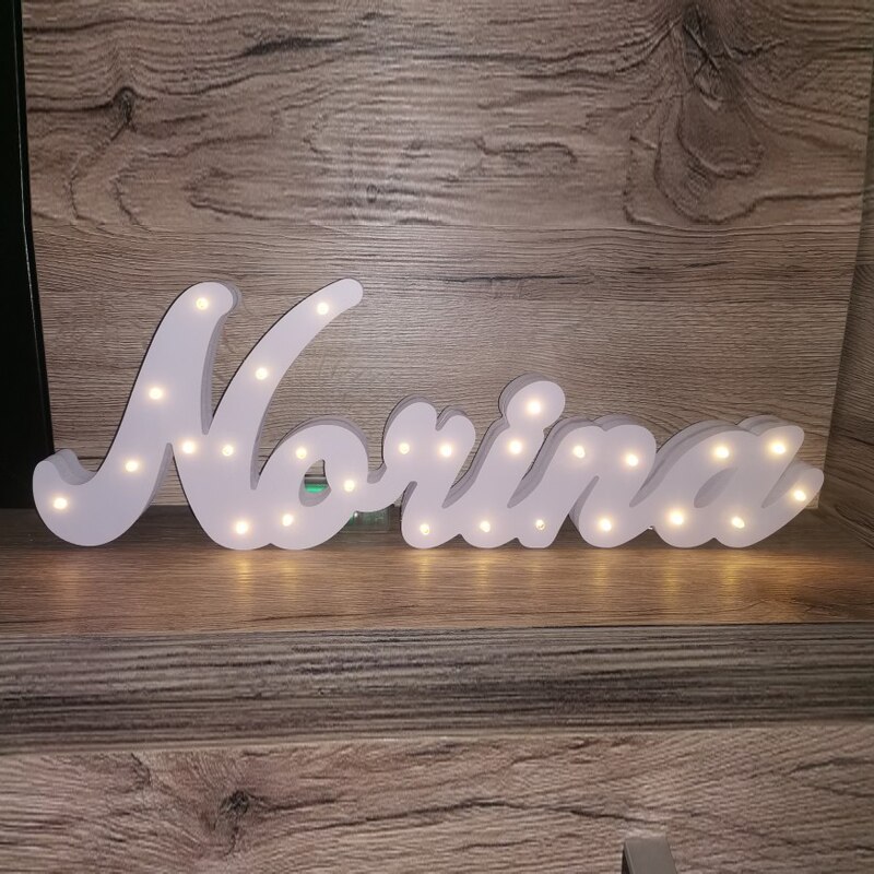 Luz LED de noche con letras luminosas, 15,2 cm, batería alfanumérica con nombre, Diwali, decoración romántica para de boda y Navidad